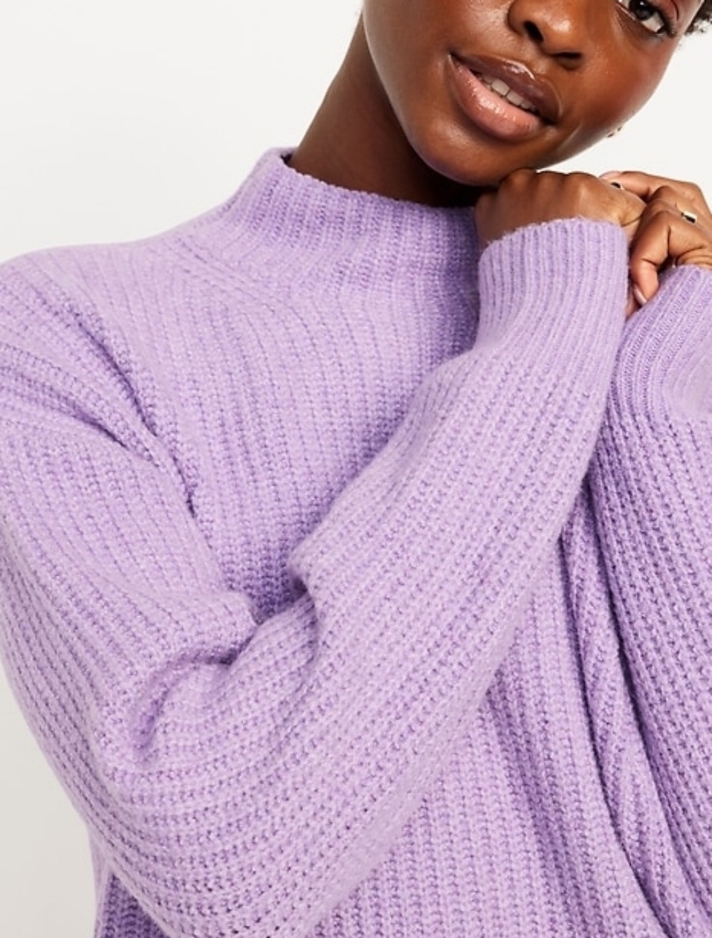 2X • Old Navy • Lilac Ribbed SoSoft Cropped Mock-Neck Sweater - Picture 4 of 4